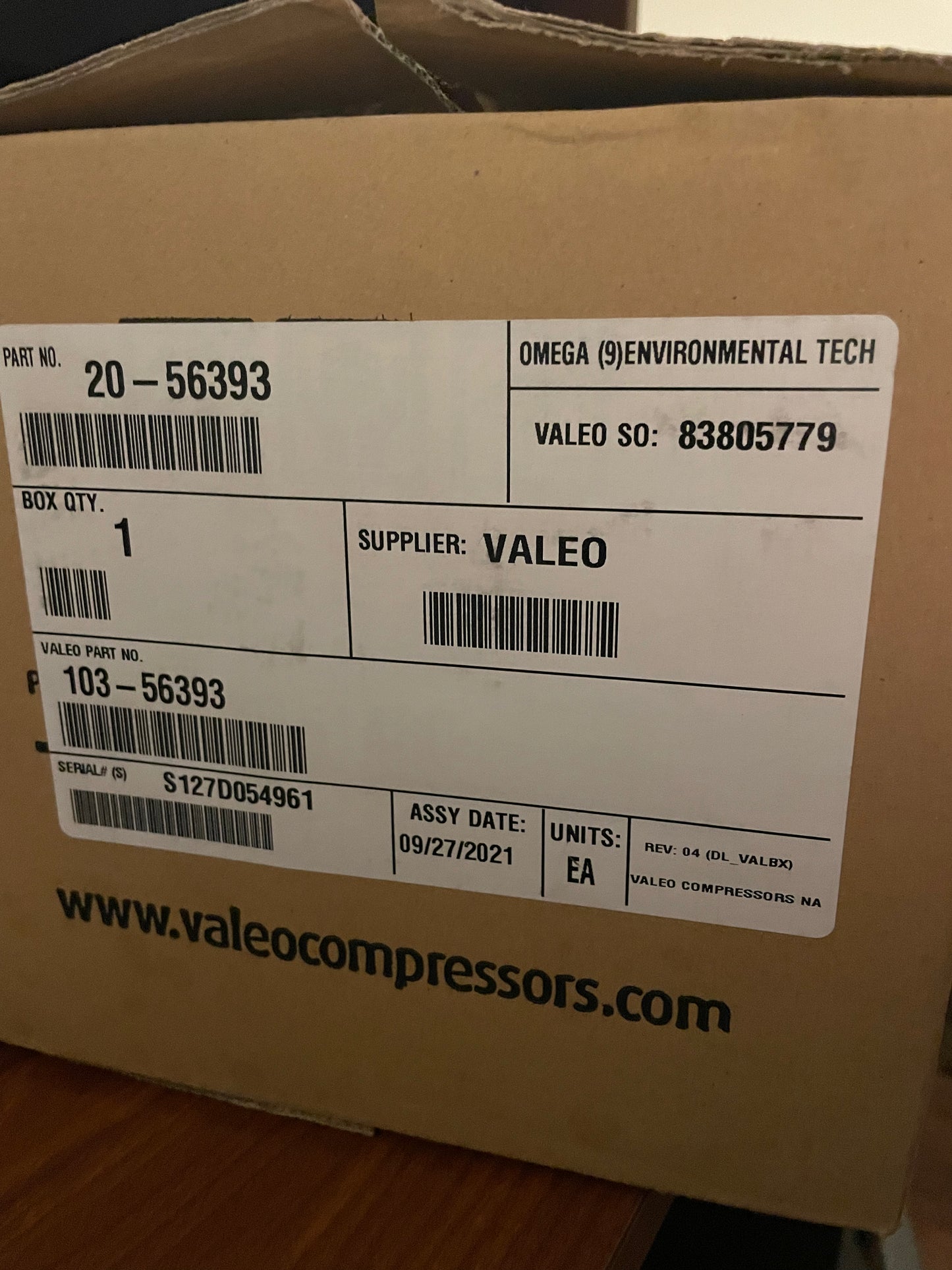 OEM Valeo A/C Compressor – Model 56393 Seltec TM‑21HX 12 V R‑134a 2‑Groove PAG 46 Oil Pre‑Charged