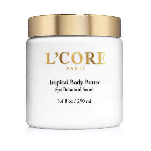 L'core paris Mantequilla corporal tropical con rico extracto de semilla de cacao - Crema corporal hidratante e hidratante - Antioxidantes antienvejecimiento Control natural de celulitis y estrías - 8.4 fl oz/8.5 fl oz