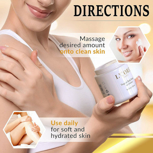 L'core paris Mantequilla corporal tropical con rico extracto de semilla de cacao - Crema corporal hidratante e hidratante - Antioxidantes antienvejecimiento Control natural de celulitis y estrías - 8.4 fl oz/8.5 fl oz