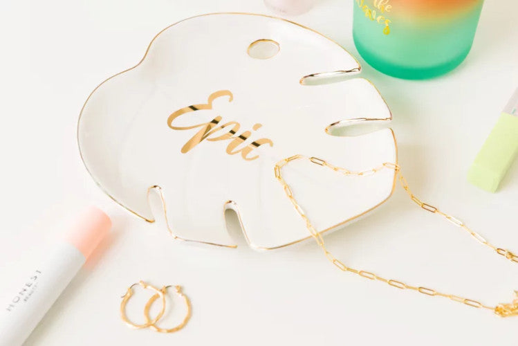 Disney Princess x POPSUGAR Moana Trinket Tray Set – 3-Piece Ceramic Leaf Dishes “Epic Ocean Waves” – Jewelry & Key Holders